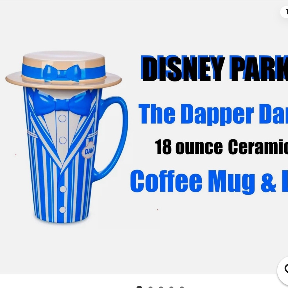 NWT Disney Dapper Dan Blue Striped Mug with Lid - Picture 2 of 12